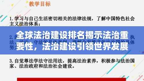 全球法治建设排名揭示法治重要性，法治建设引领世界发展之路